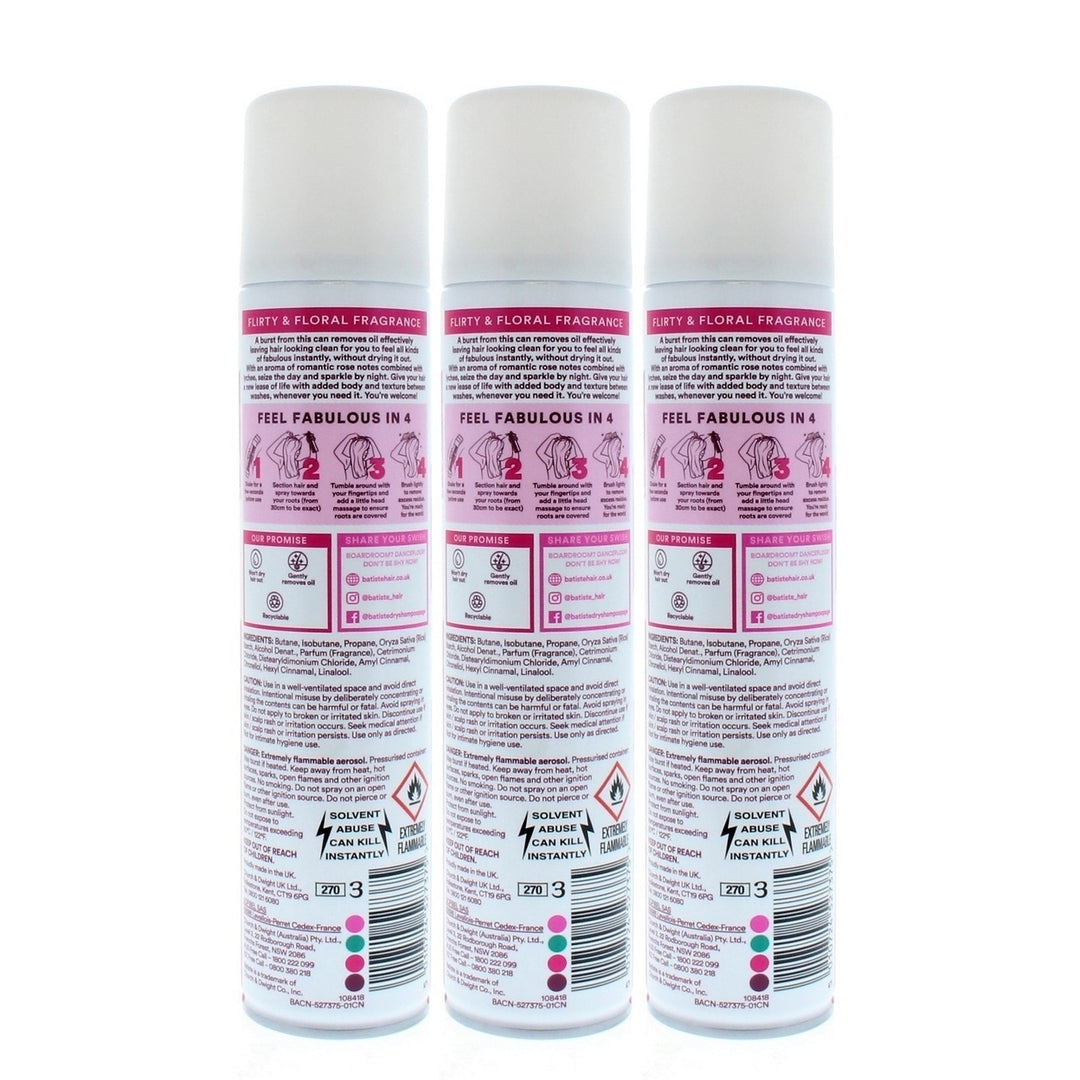 Batiste Instant Hair Refresh Dry Shampoo Blush Flirty Floral 200ml/120g (3 PACK) Image 3