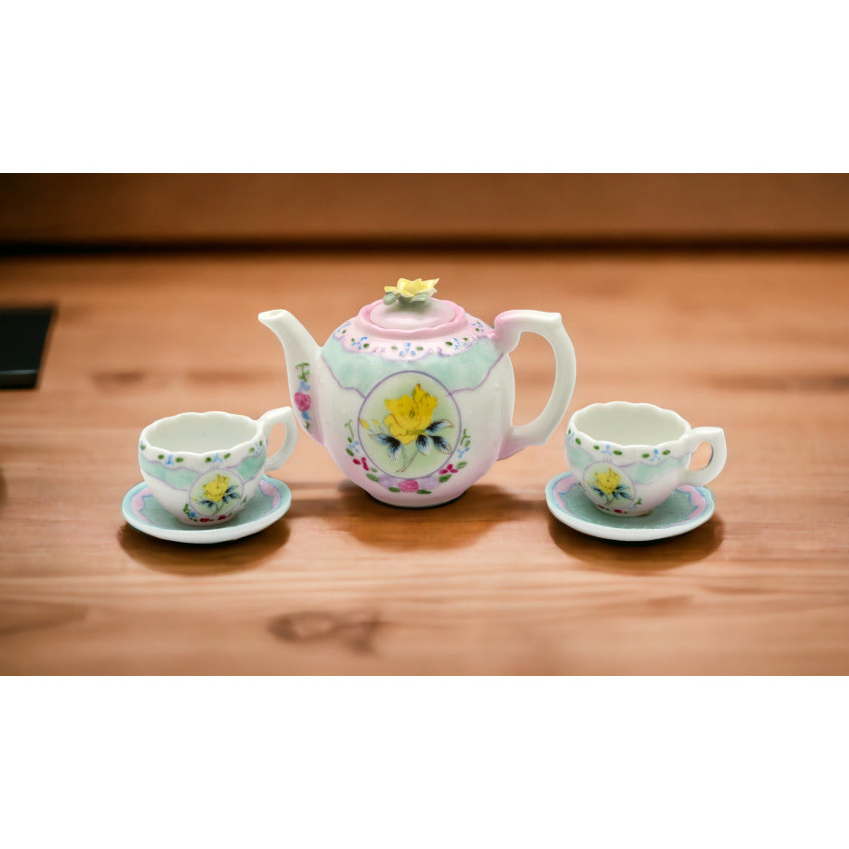 Ceramic Yellow Rose Mini Tea Set - 5 Piece SetTea Party DcorCaf Decor Image 2