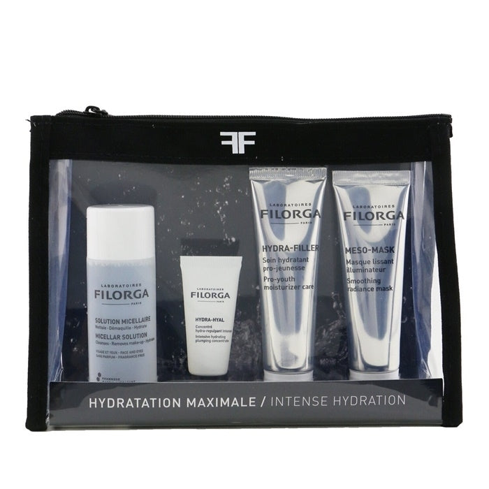 Filorga Intense Hydration Set: Micellar Solution 50ml+Hydra-Hyal 7ml+Hydra-Filler 30ml+Meso Mask 30ml+Bag 4pcs+1bag Image 1