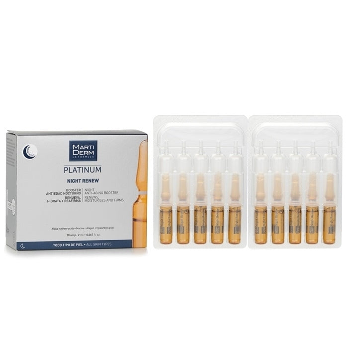 Martiderm Platinum Night Renew Ampoules (For All Skin) 10Ampoules x2ml Image 1