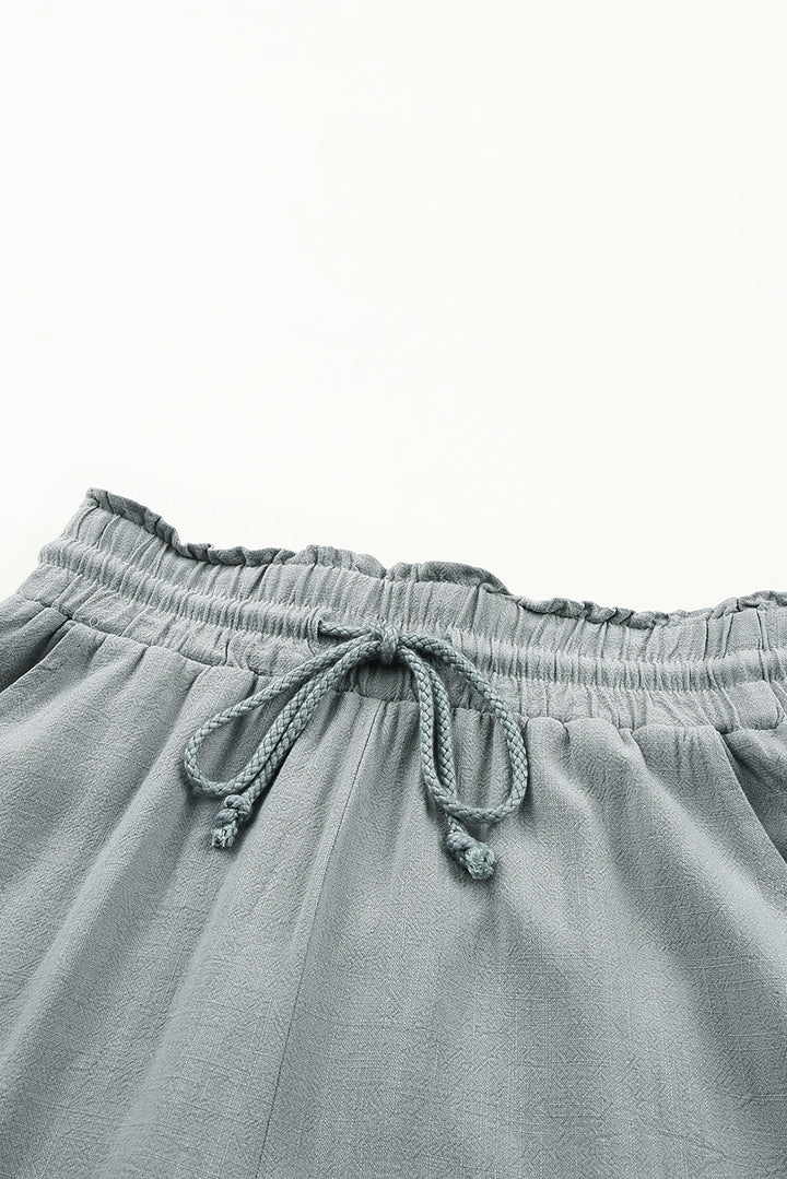 Womens Gray Drawstring Frayed Edge Pocketed Shorts Image 3