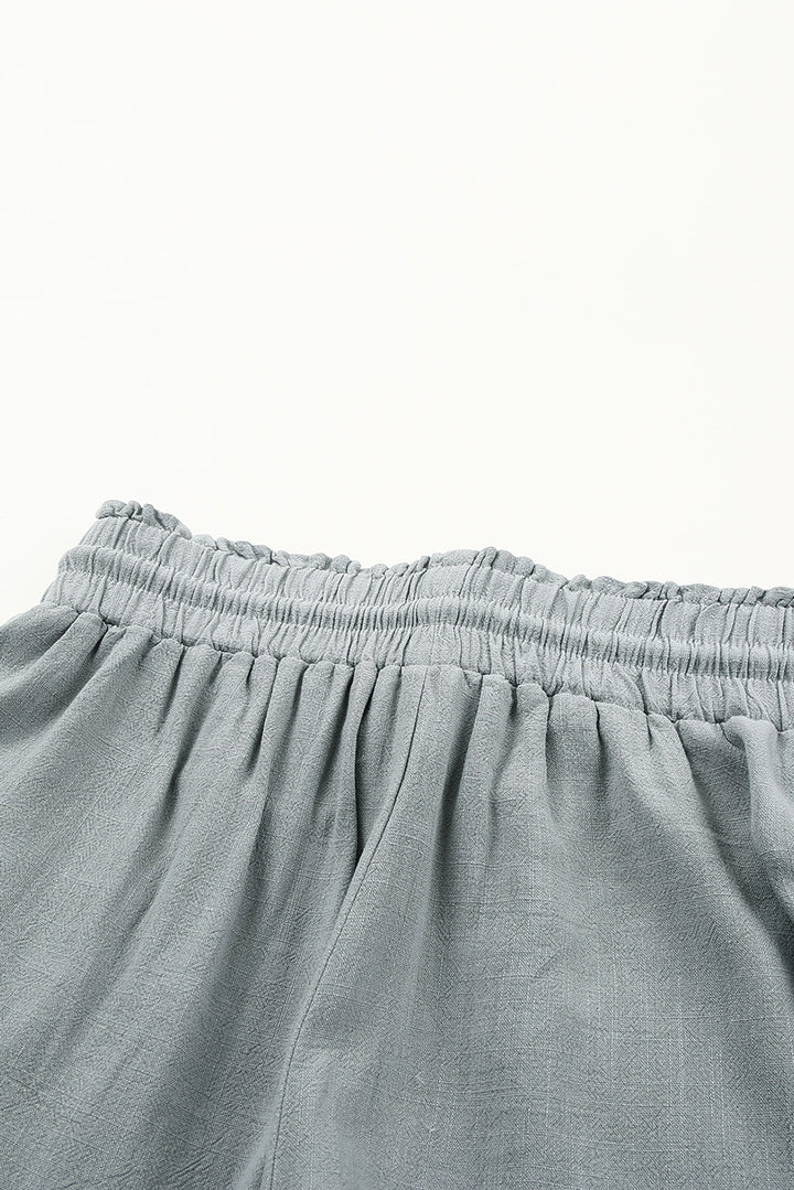 Womens Gray Drawstring Frayed Edge Pocketed Shorts Image 4