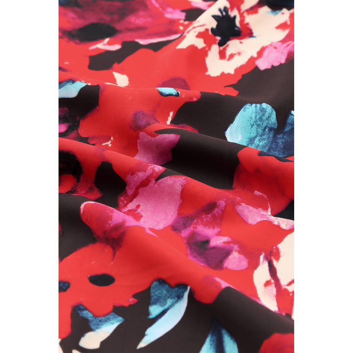 Womens Red Floral Wrap Midi Skirt Image 6