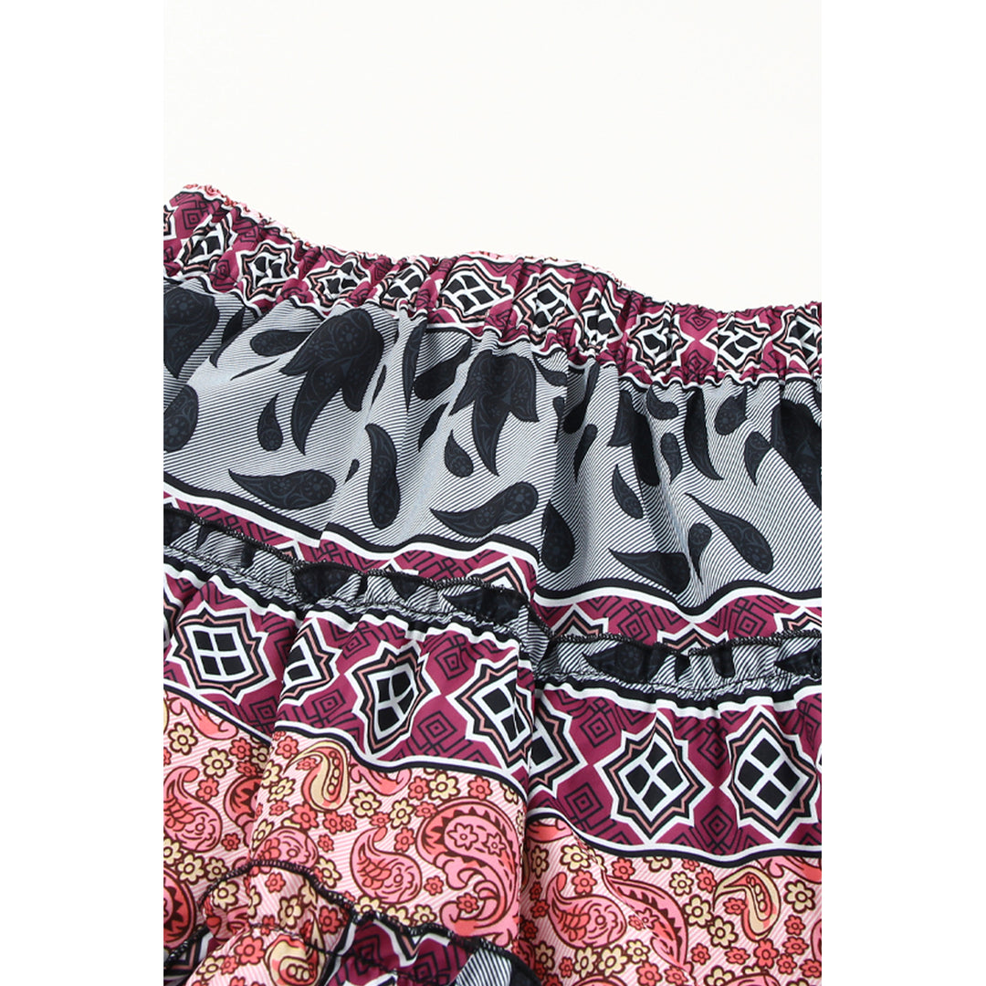 Womens Multicolor Boho Print High Low Tiered Skirt Image 3