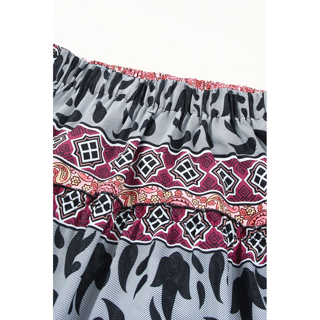 Womens Multicolor Boho Print High Low Tiered Skirt Image 4