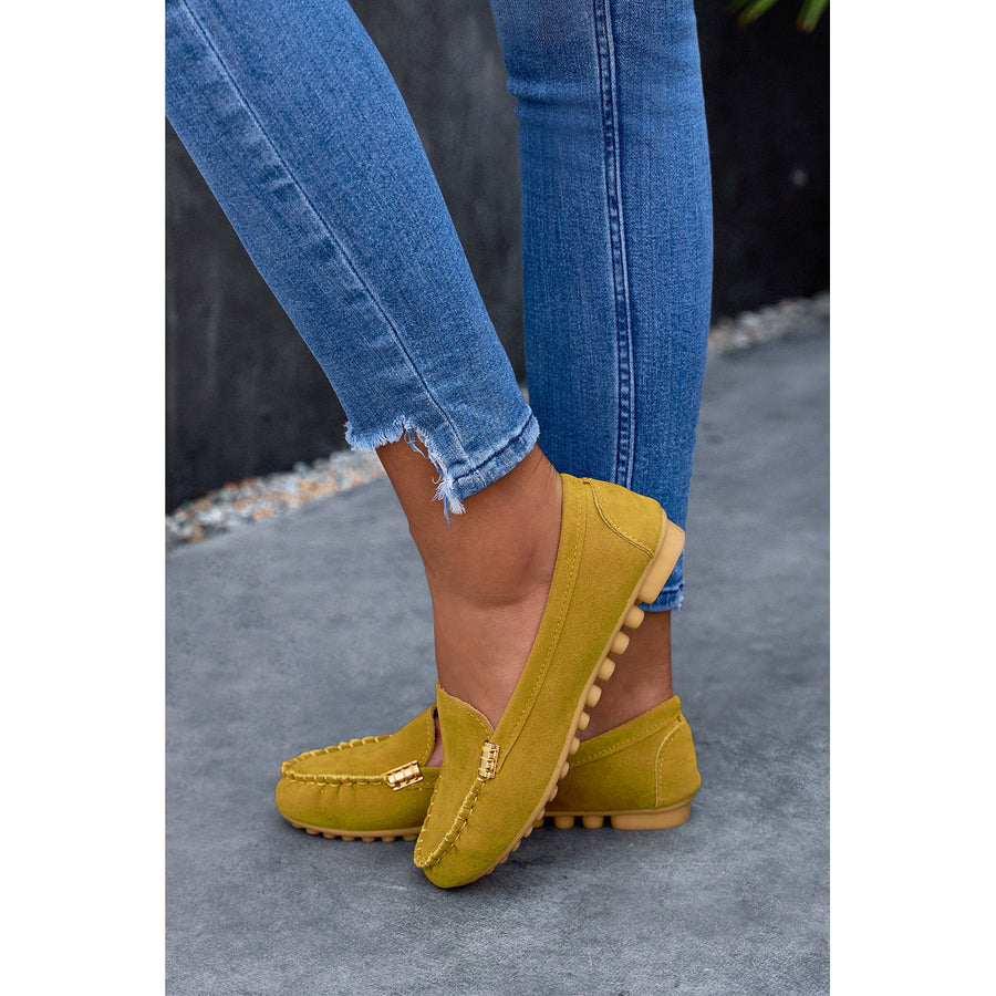 Womens Yellow Minimalist Stitch Trim Loafers Image 1