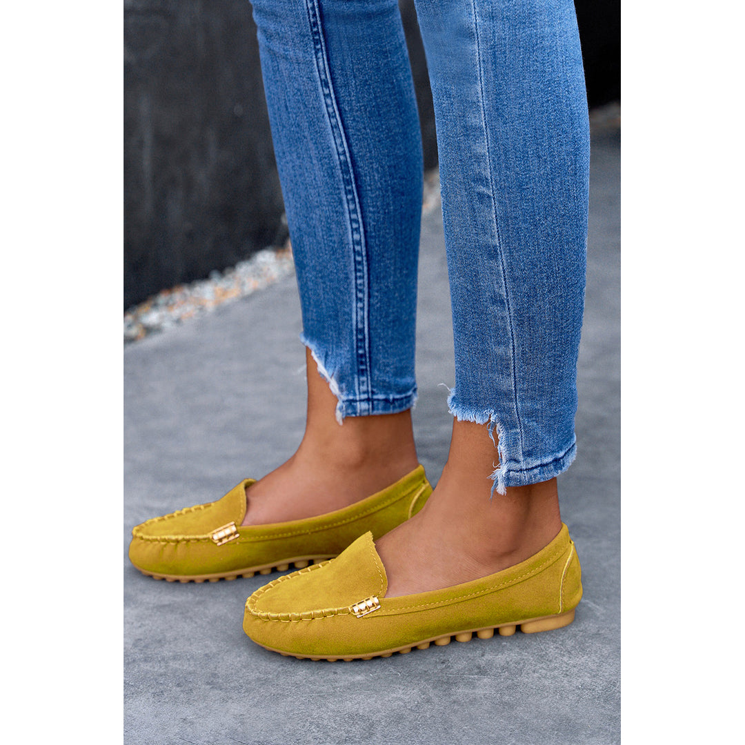 Womens Yellow Minimalist Stitch Trim Loafers Image 2