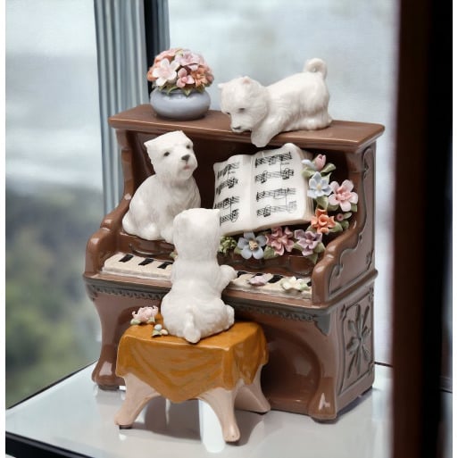 Ceramic Dogs Playing Piano Music Box Home D cor  Kitchen D cor , Image 2