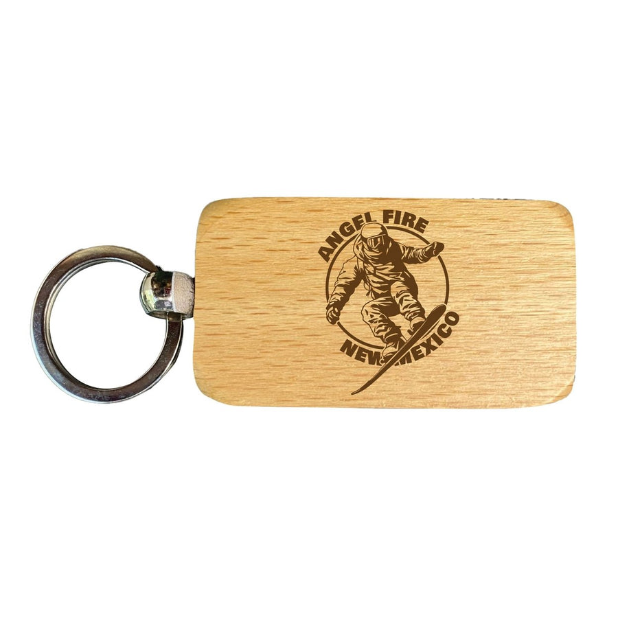 Angel Fire Mexico Souvenir 2.5x1-Inch Souvenir Engraved Wooden Keychain Image 1