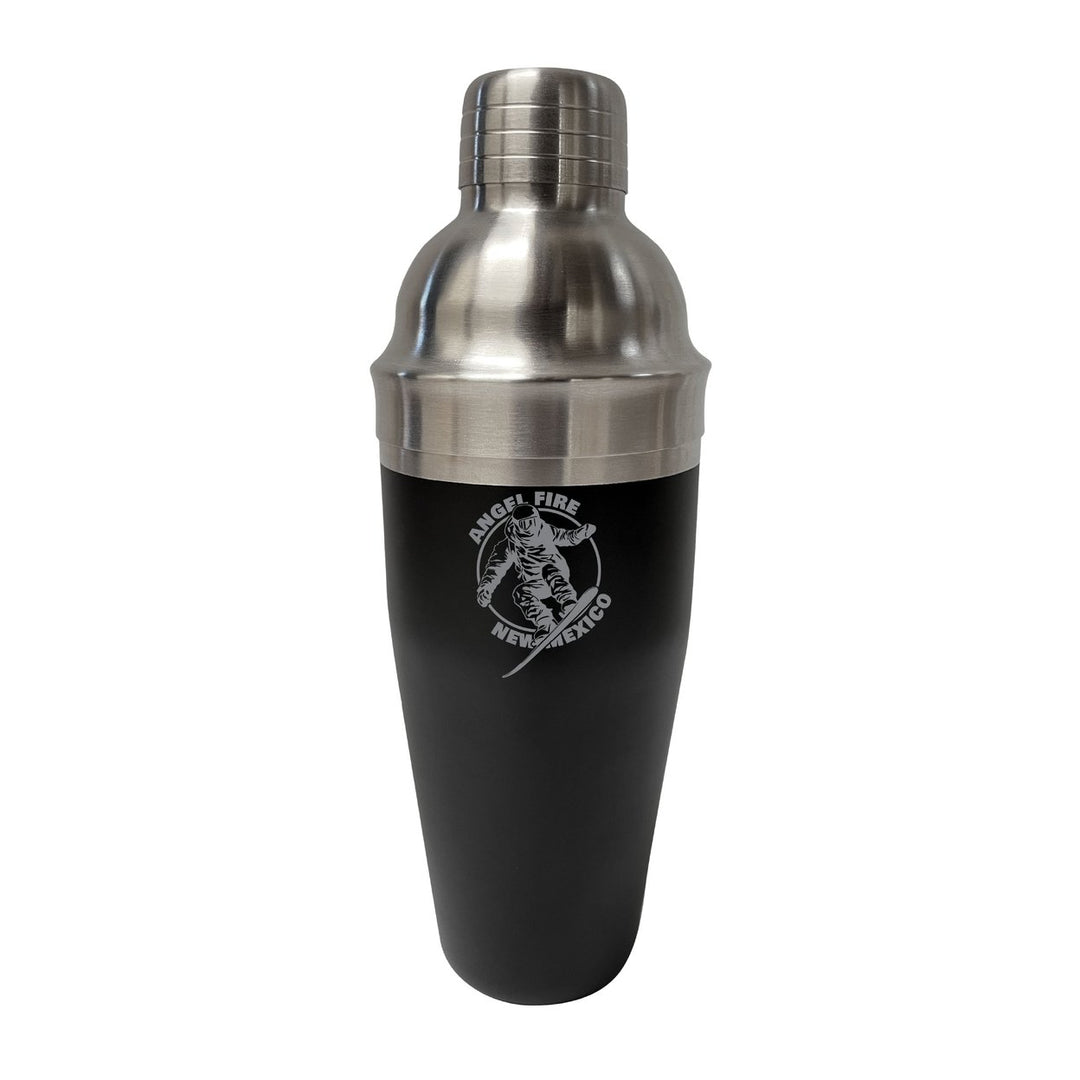 Angel Fire Mexico Souvenir 24 oz Engraved Stainless Steel Cocktail Shaker Black Image 1