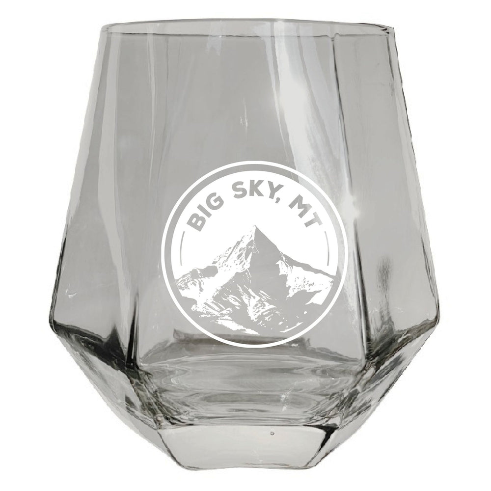 Big Sky Montana Souvenir Wine Glass EngravedDiamond 15 oz clear Iridescent Image 2