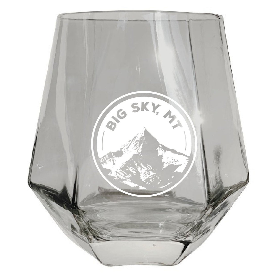 Big Sky Montana Souvenir Wine Glass EngravedDiamond 15 oz clear Iridescent Image 1