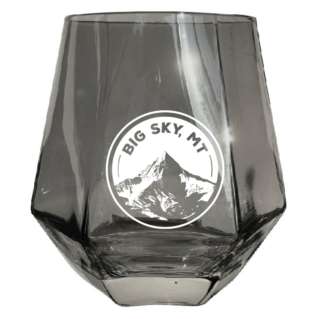 Big Sky Montana Souvenir Wine Glass EngravedDiamond 15 oz clear Iridescent Image 3