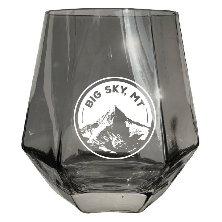 Big Sky Montana Souvenir Wine Glass EngravedDiamond 15 oz clear Iridescent Image 1