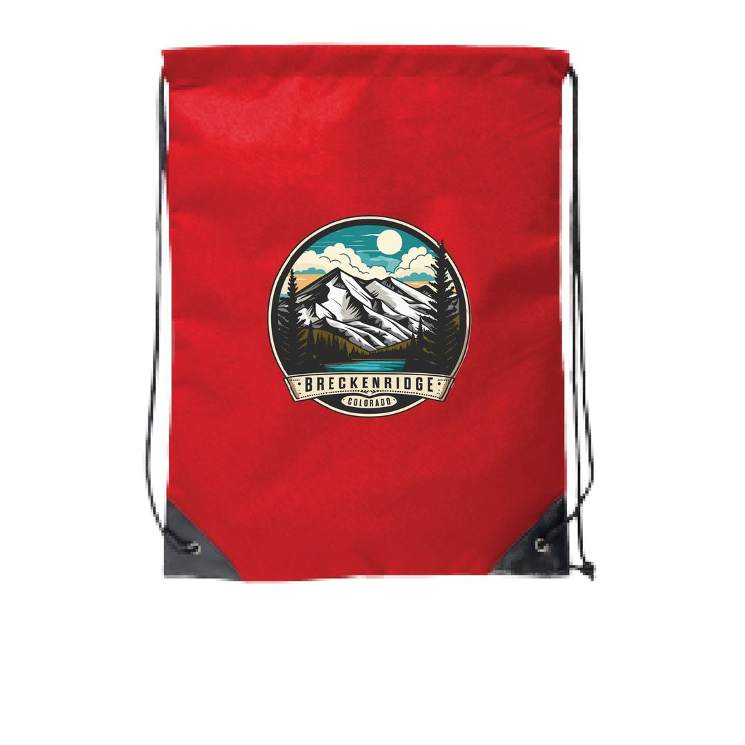 Breckenridge Colorado Design A Souvenir Cinch Bag with Drawstring Backpack Black Image 1