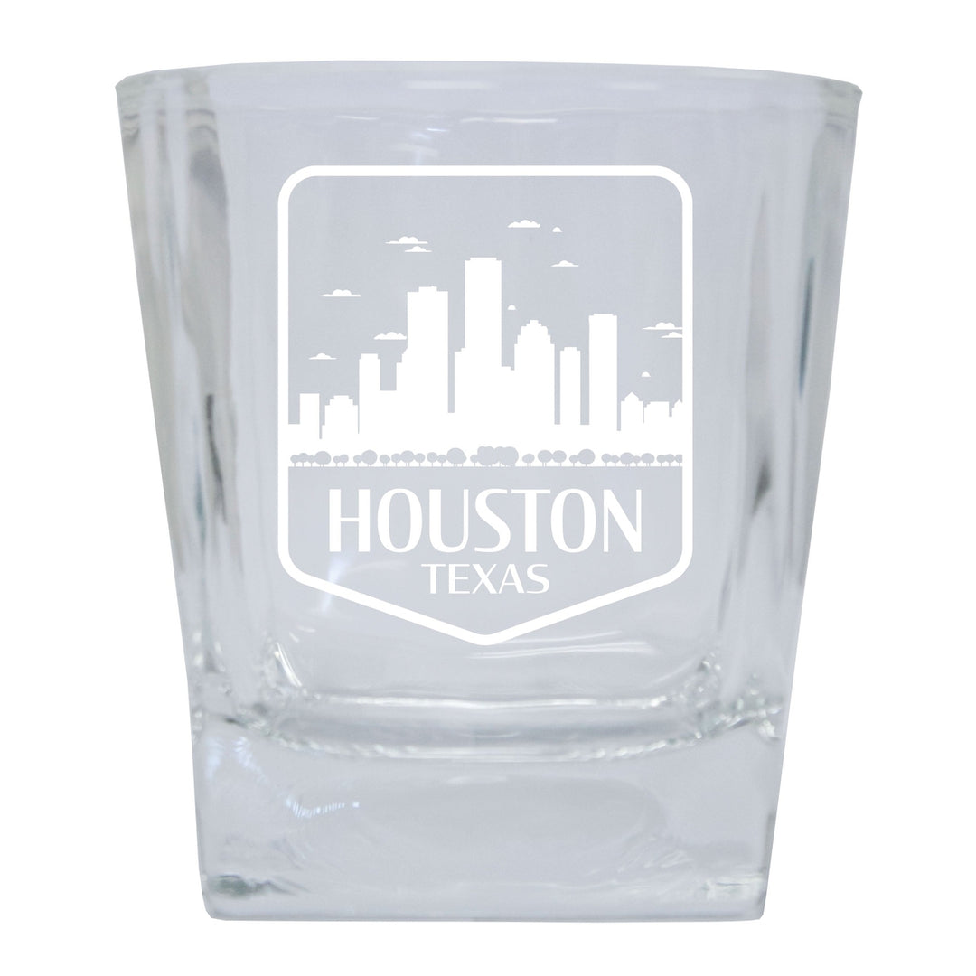 Houston Texas Souvenir 8oz Engraved Whiskey Glass Rocks Glass Image 1