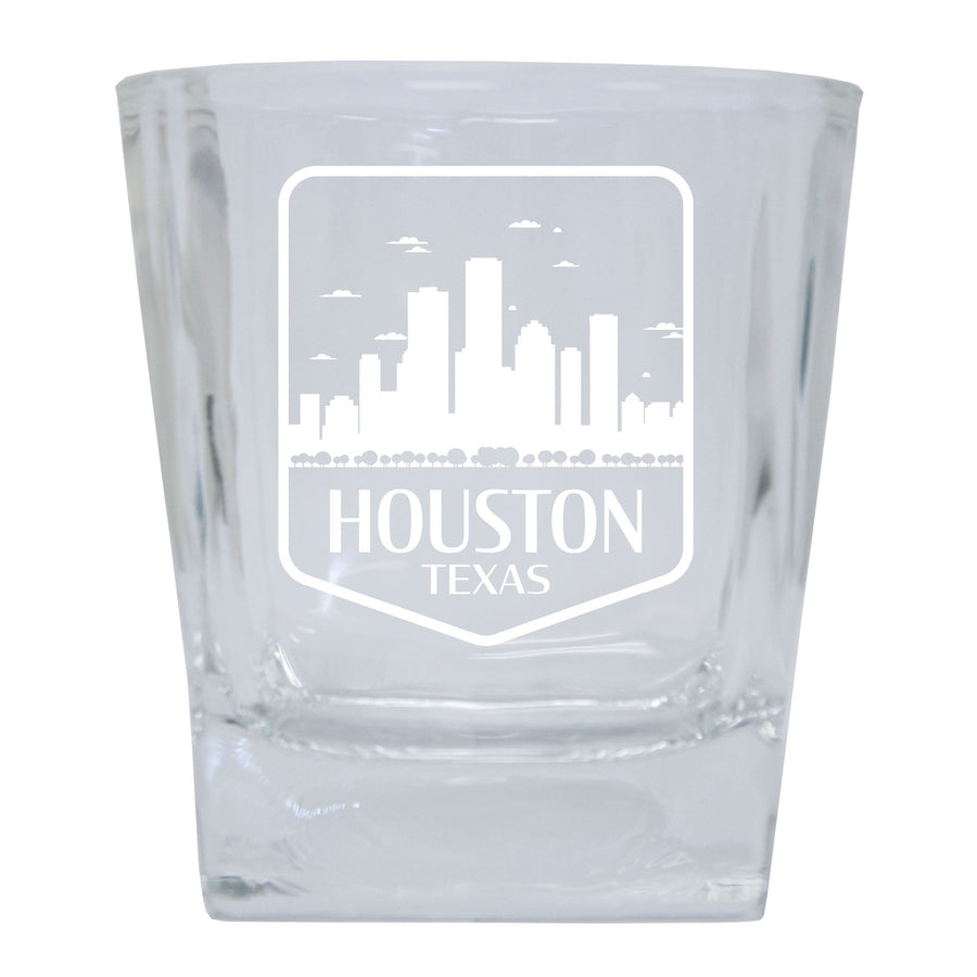 Houston Texas Souvenir 8oz Engraved Whiskey Glass Rocks Glass Image 1