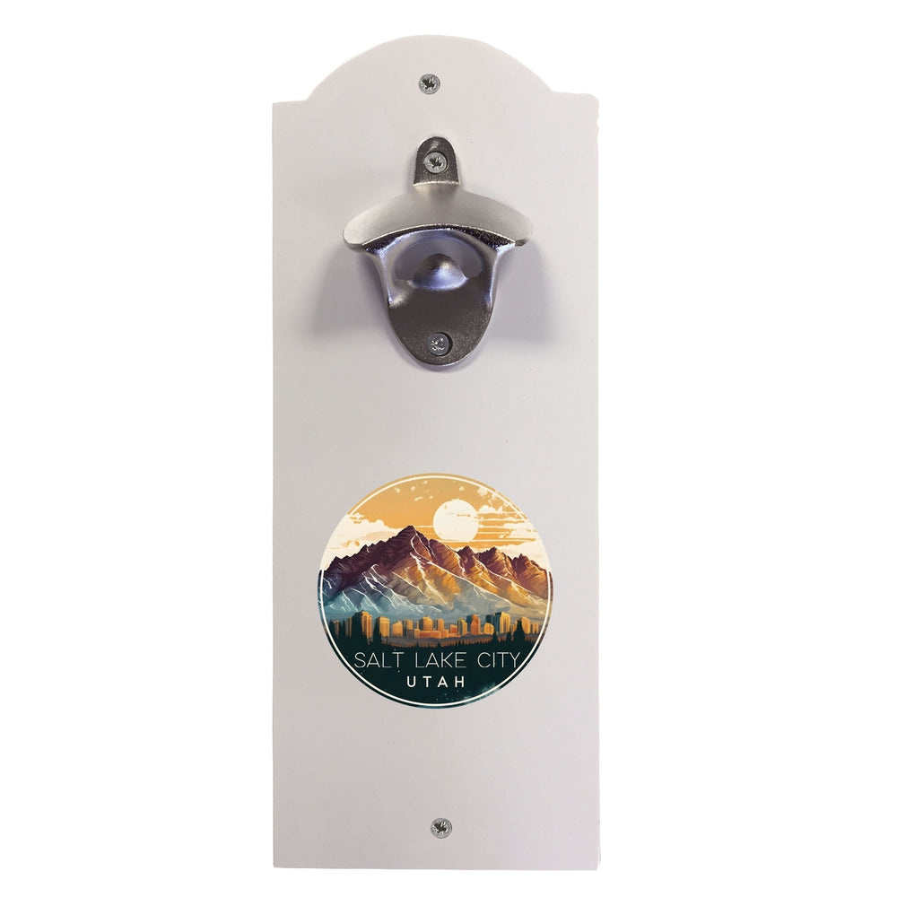 Salt Lake City Utah Design B Souvenir Wall mounted bottle opener Black Image 2