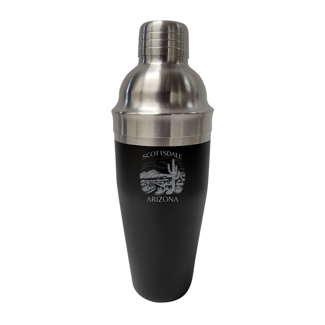 Scottsdale Arizona Souvenir 24 oz Engraved Stainless Steel Cocktail Shaker Black Image 1