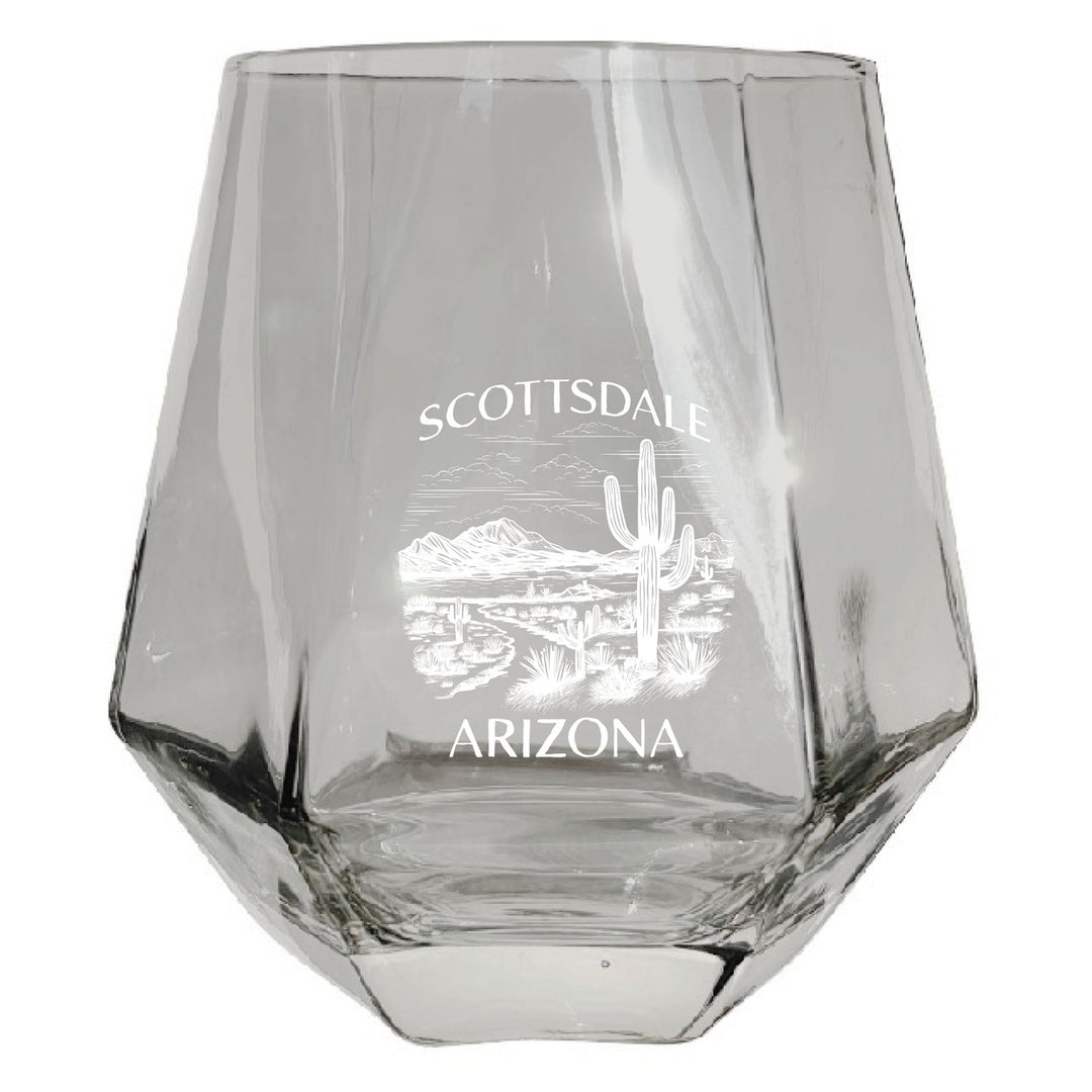 Scottsdale Arizona Souvenir Wine Glass EngravedDiamond 15 oz clear Iridescent Image 3