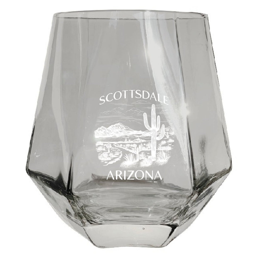 Scottsdale Arizona Souvenir Wine Glass EngravedDiamond 15 oz clear Iridescent Image 1