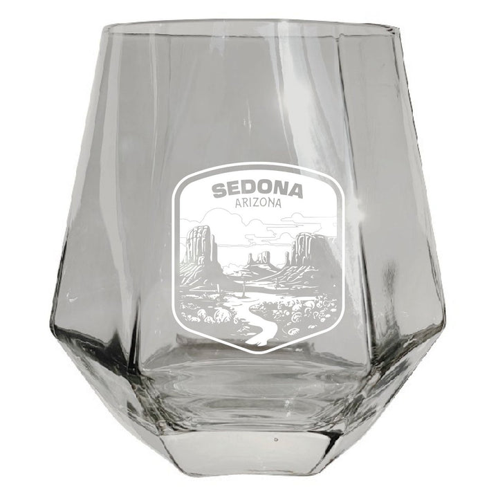 Sedona Arizona Souvenir Wine Glass EngravedDiamond 15 oz clear Iridescent Image 1