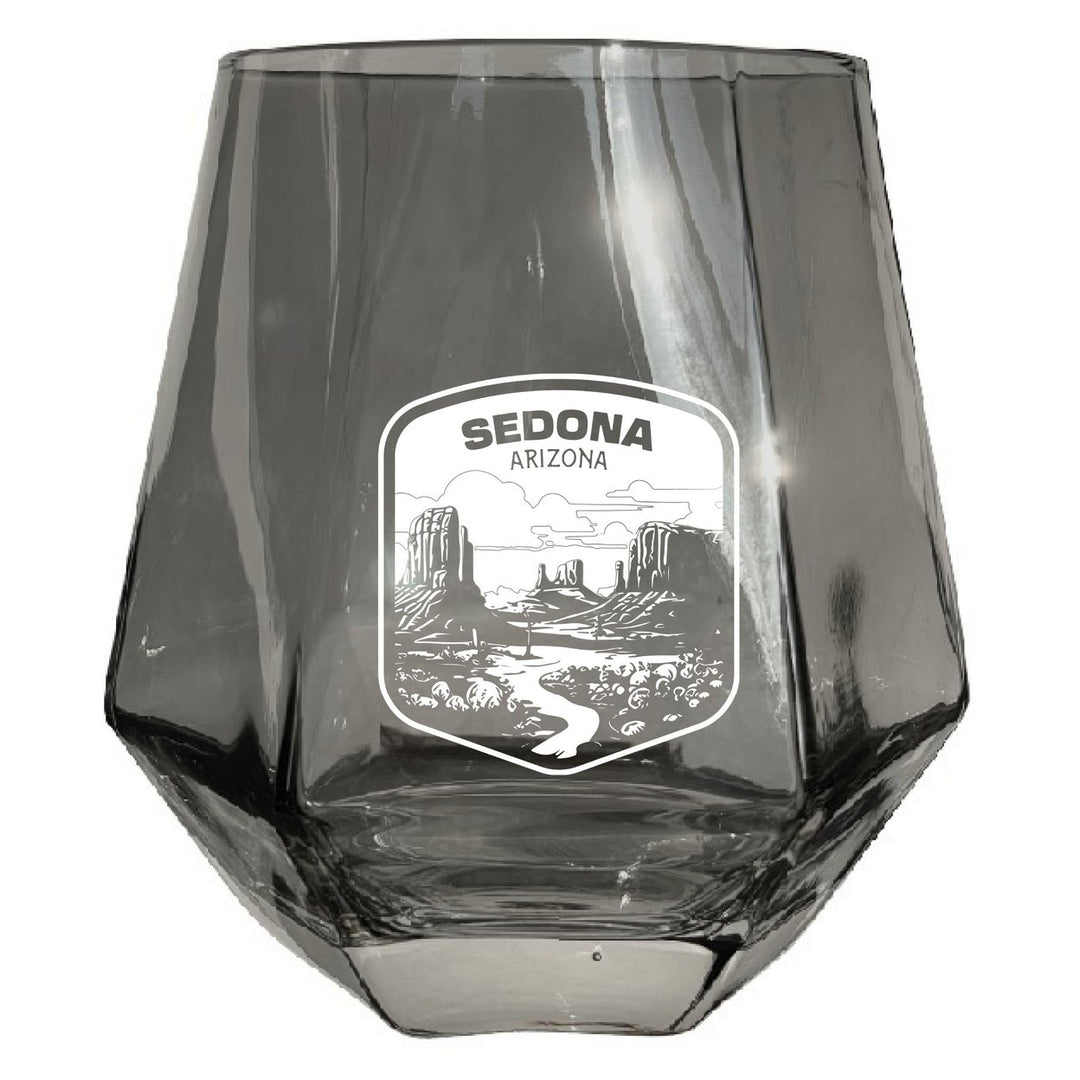 Sedona Arizona Souvenir Wine Glass EngravedDiamond 15 oz clear Iridescent Image 1