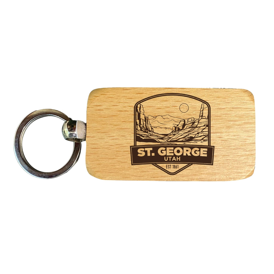 St. George Utah Souvenir 2.5x1-Inch Souvenir Engraved Wooden Keychain Image 1