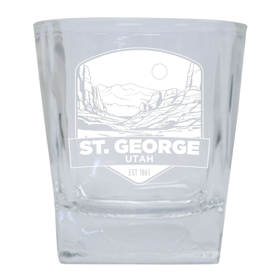 St. George Utah Souvenir 8oz Engraved Whiskey Glass Rocks Glass Image 1