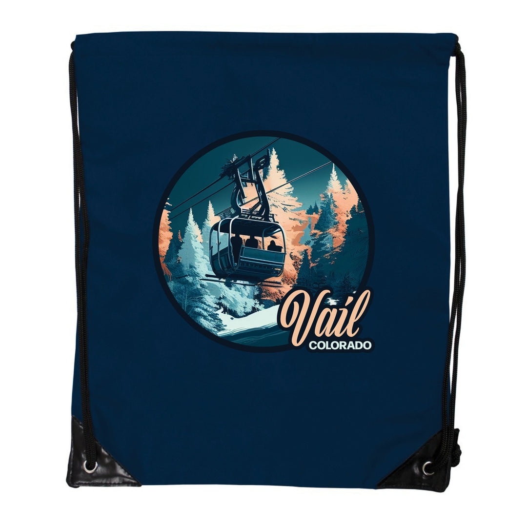 Vail Colorado Design C Souvenir Cinch Bag with Drawstring Backpack Red Image 3