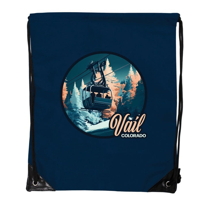 Vail Colorado Design C Souvenir Cinch Bag with Drawstring Backpack Red Image 1