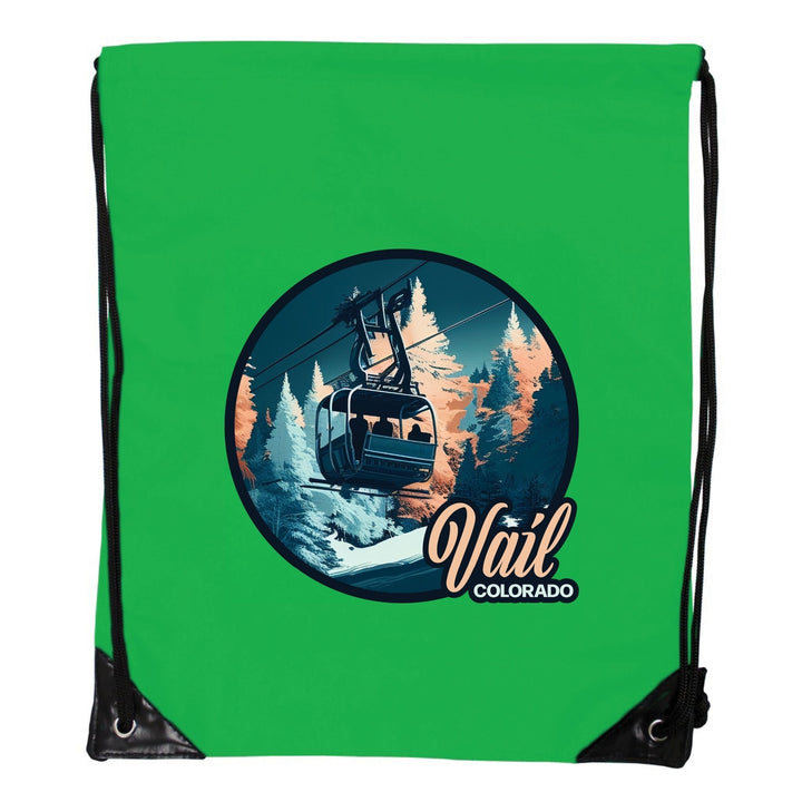 Vail Colorado Design C Souvenir Cinch Bag with Drawstring Backpack Red Image 4