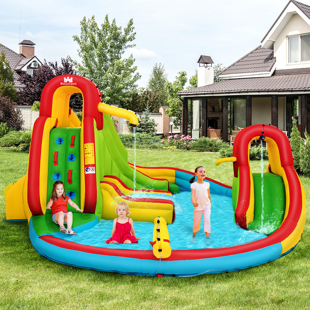 Kids Inflatable Water Slide Bounce Park Splash Pool w/Water Cannon and 480W Blower Image 3