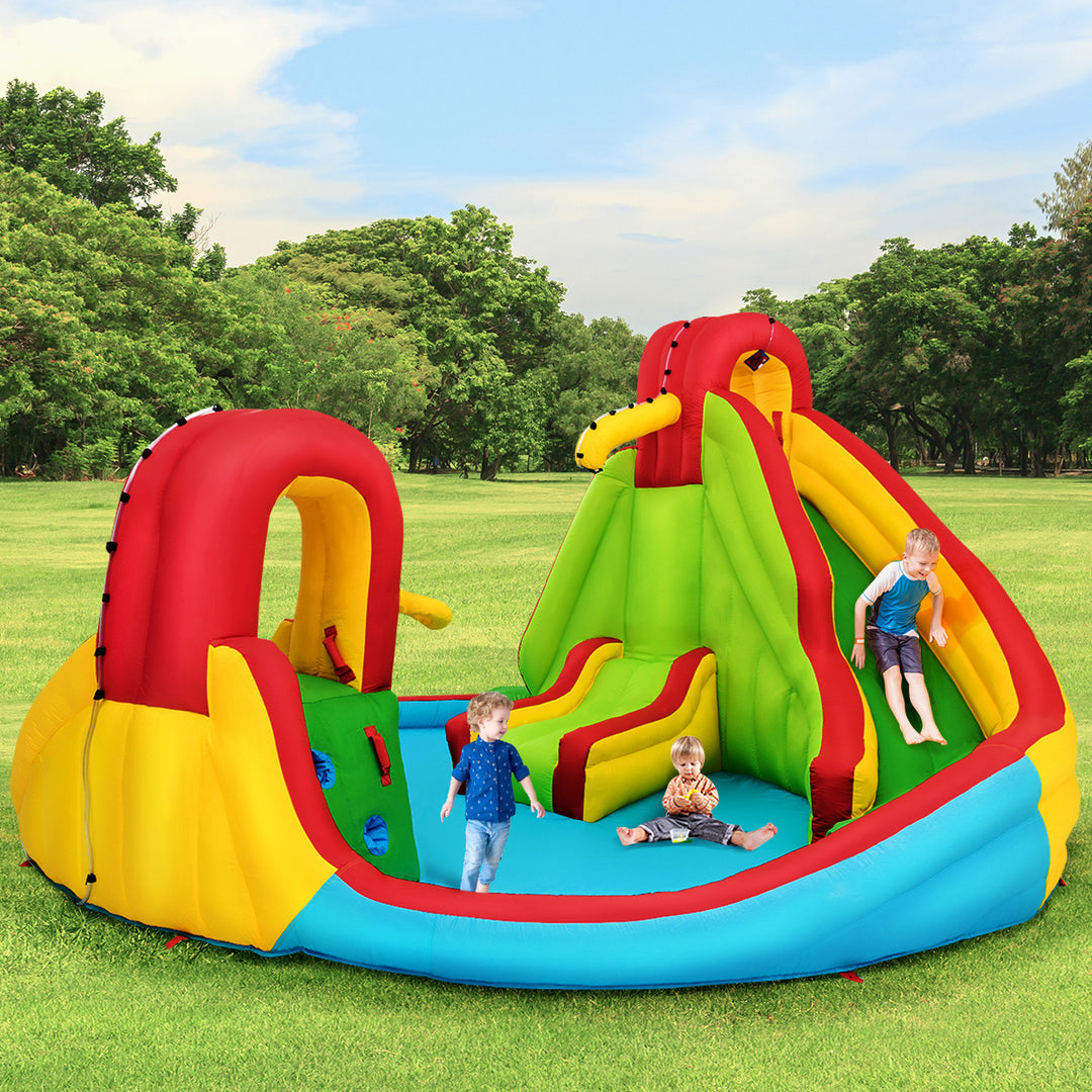 Kids Inflatable Water Slide Bounce Park Splash Pool w/Water Cannon and 480W Blower Image 4