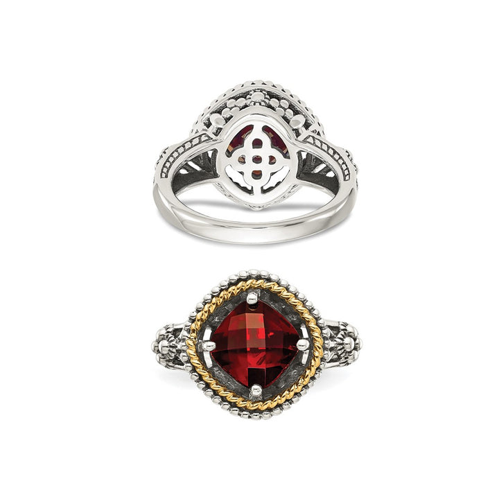 2.38 Carat (ctw) Garnet Ring in Antiqued Sterling Silver with 14K Gold Accents Image 4