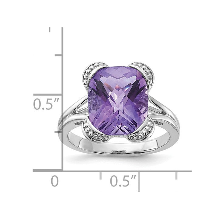 5.33 Carat (ctw) Amethyst Ring in Polished Sterling Silver Image 4