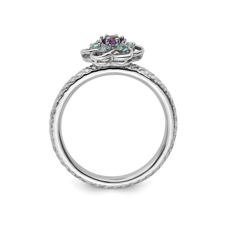 2/5 Carat (ctw) Amethyst and Blue Topaz Ring in Sterling Silver Image 2