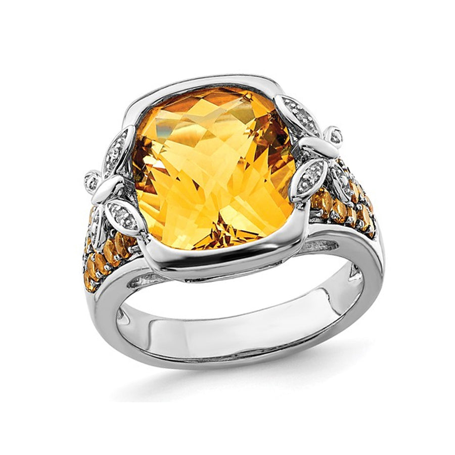 6.96 Carat (ctw) Antiqued Citrine Ring Sterling Silver Image 1