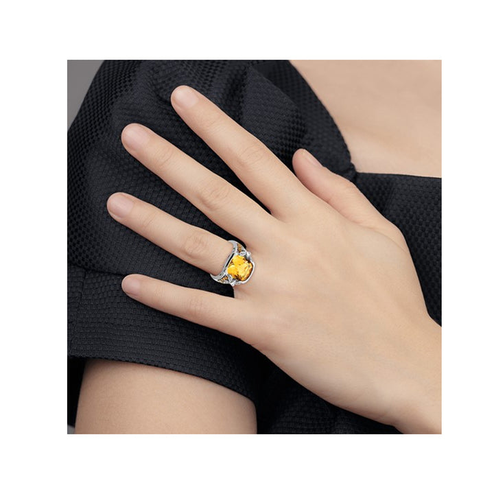 6.96 Carat (ctw) Antiqued Citrine Ring Sterling Silver Image 2