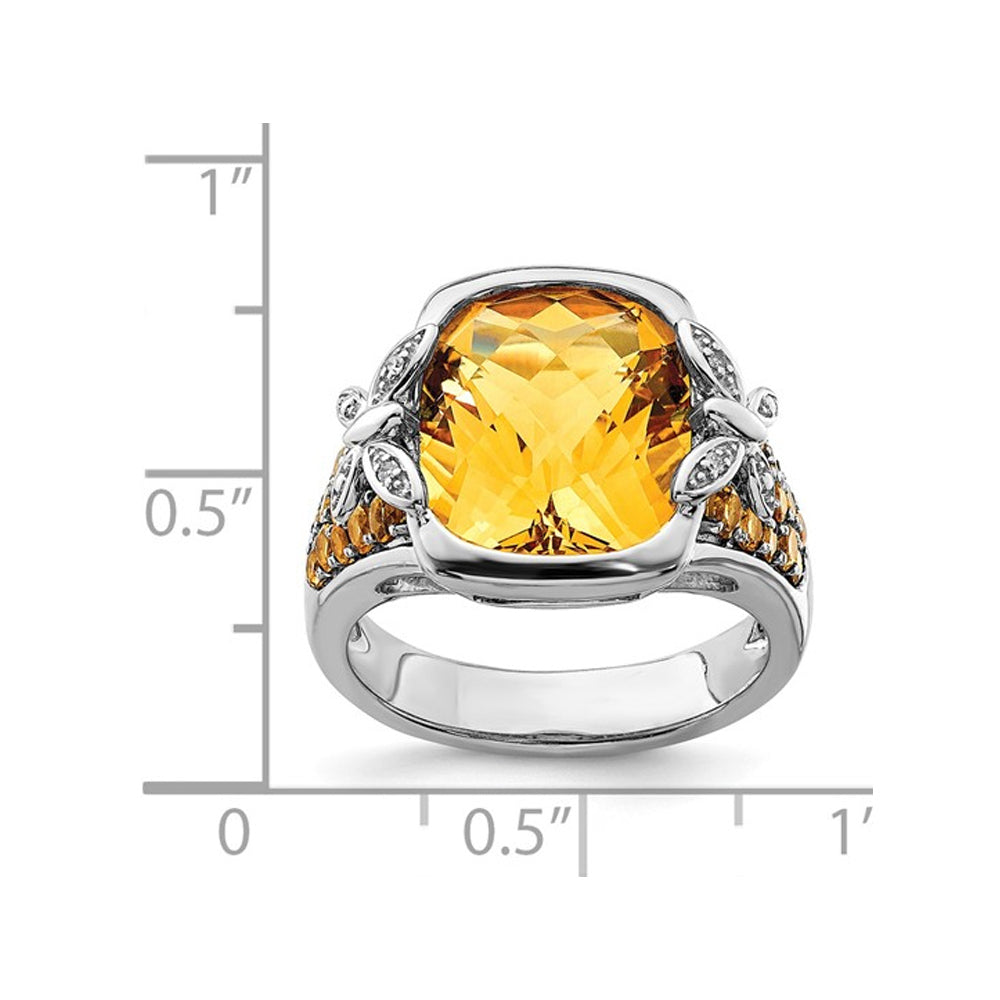 6.96 Carat (ctw) Antiqued Citrine Ring Sterling Silver Image 3