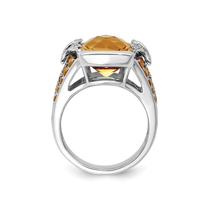 6.96 Carat (ctw) Antiqued Citrine Ring Sterling Silver Image 4