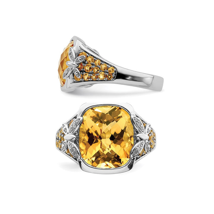 6.96 Carat (ctw) Antiqued Citrine Ring Sterling Silver Image 4