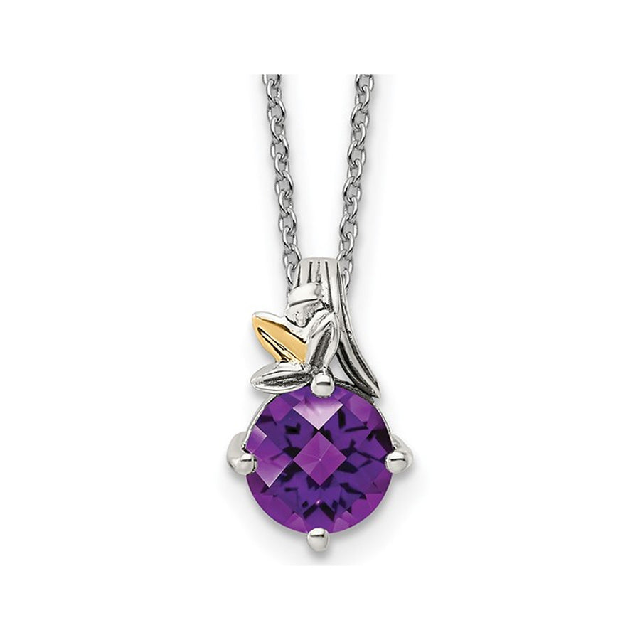 1.70 Carat (ctw) Amethyst Solitaire Drop Pendant Necklace in Sterling Silver with Chain Image 1