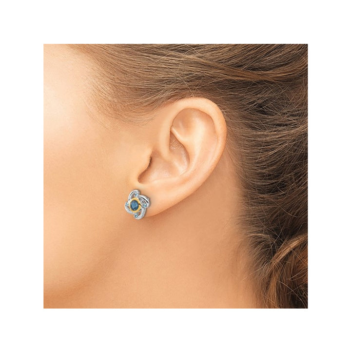 1.43 Carat (ctw) London Blue Topaz Button Post Earrings in Sterling Silver Image 4