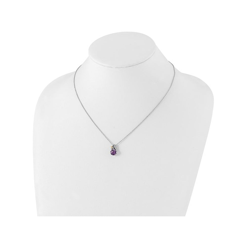 1.70 Carat (ctw) Amethyst Solitaire Drop Pendant Necklace in Sterling Silver with Chain Image 2