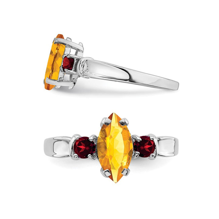 1.00 Carat (ctw) Natural Citrine Ring in Sterling Silver with Garnets Image 4