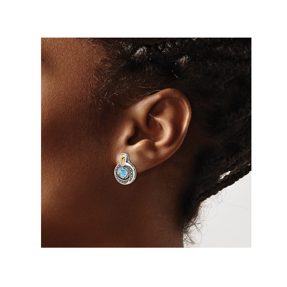 1.12 Carat (ctw) Swiss Blue Topaz Button Post Earrings in Sterling Silver Image 4