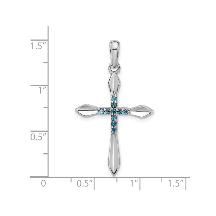 Sterling Silver Cross Pendant Necklace with London Blue Topaz and Chain Image 2