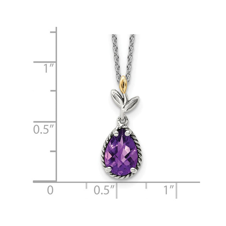 1.55 Carat (ctw) Amethyst Drop Pendant Necklace in Sterling Silver with Chain Image 3