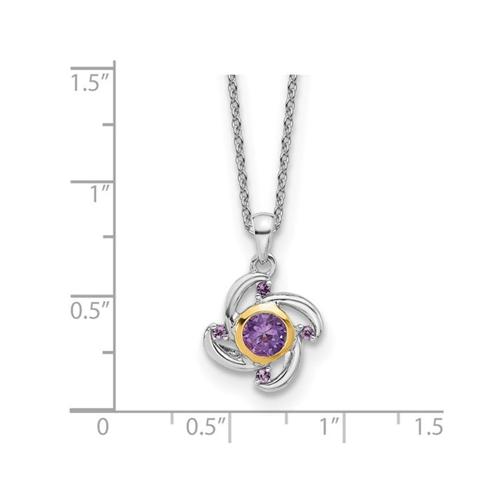 3/5 Carat (ctw) Amethyst and Pink Quartz Pendant Necklace in Sterling Silver with Chain Image 2